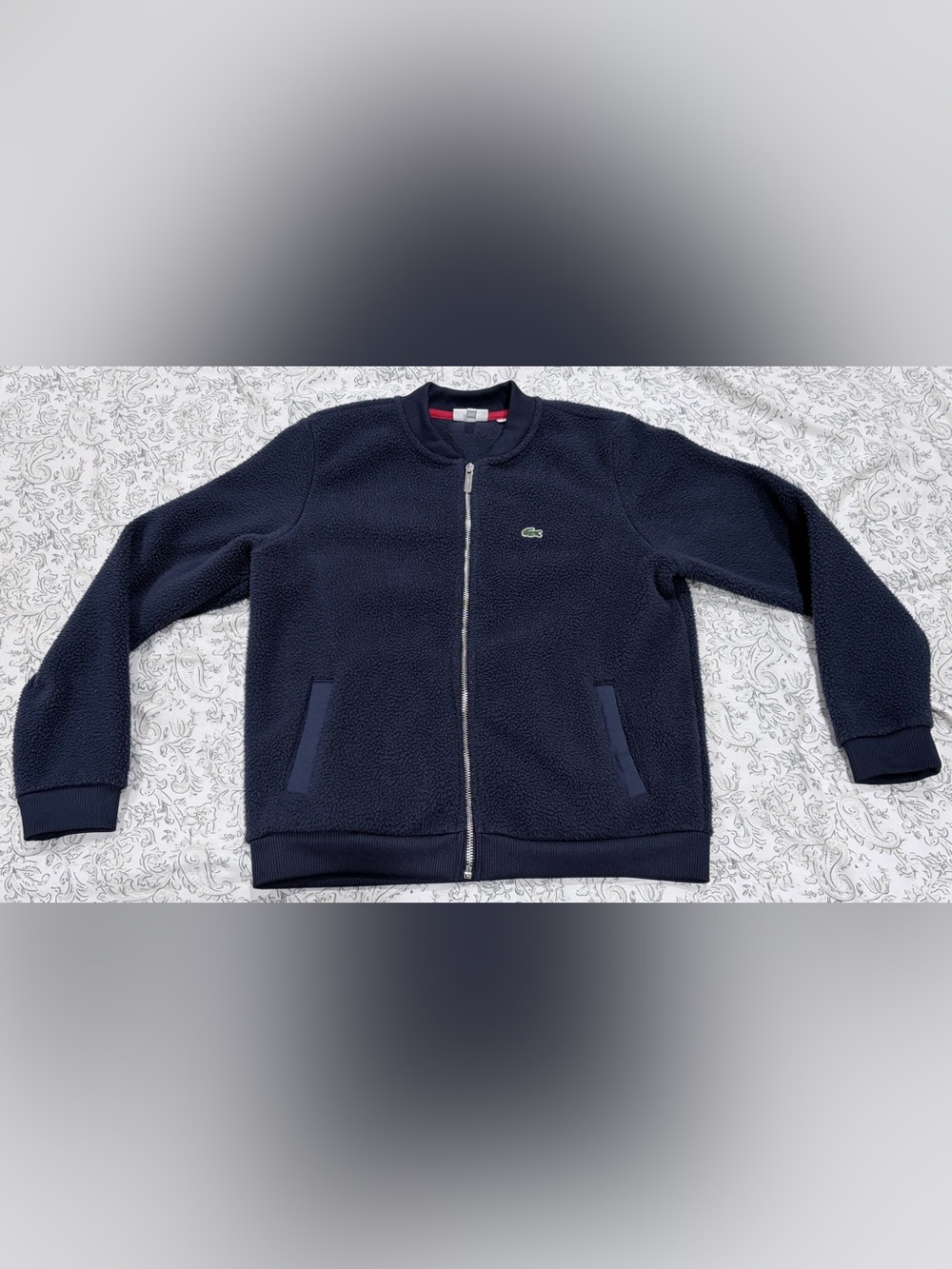 Lacoste Kids Navy Sherpa Zip Bomber Jacket
